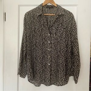 Walter Voulaz 100% Silk Blouse Made in Italy | Abstract Print 42 (M/L)